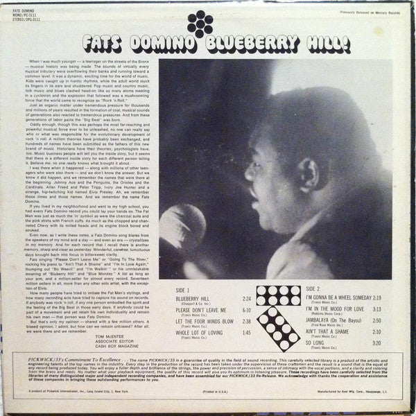 Fats Domino : Blueberry Hill (LP, Album, RE)