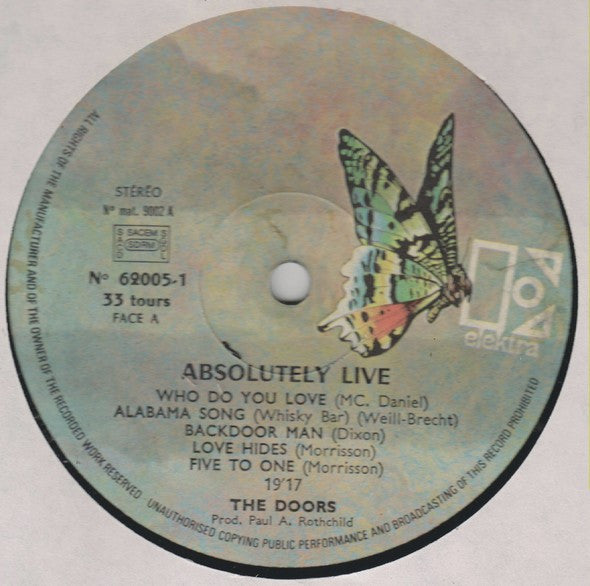 The Doors : Absolutely Live (2xLP, Album, RE)