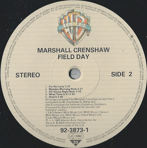 Marshall Crenshaw : Field Day (LP, Album)