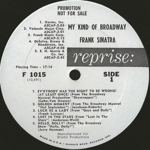 Frank Sinatra : My Kind Of Broadway (LP, Mono, Promo)