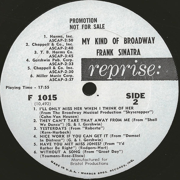 Frank Sinatra : My Kind Of Broadway (LP, Mono, Promo)