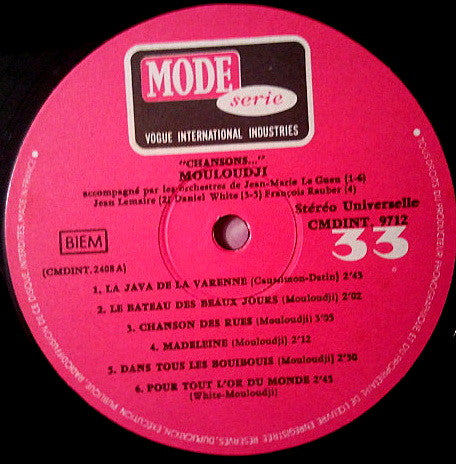 Mouloudji : Chansons... (LP, Comp)