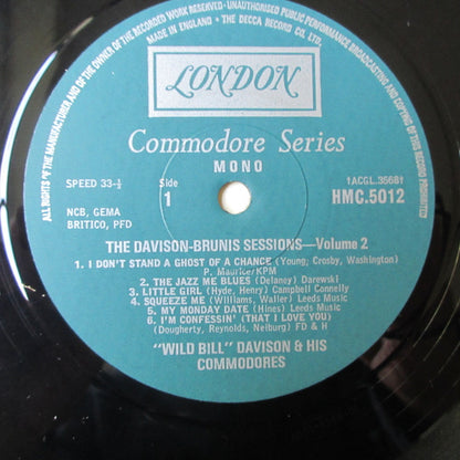 Wild Bill Davison And His Commodores : The Davison-Brunis Sessions Vol. 2 (LP, Comp, Mono)