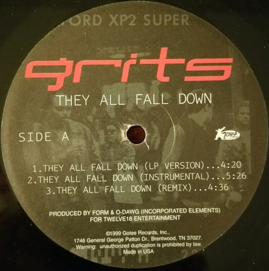 Grits : They All Fall Down / The End / Hopes And Dreams (12")