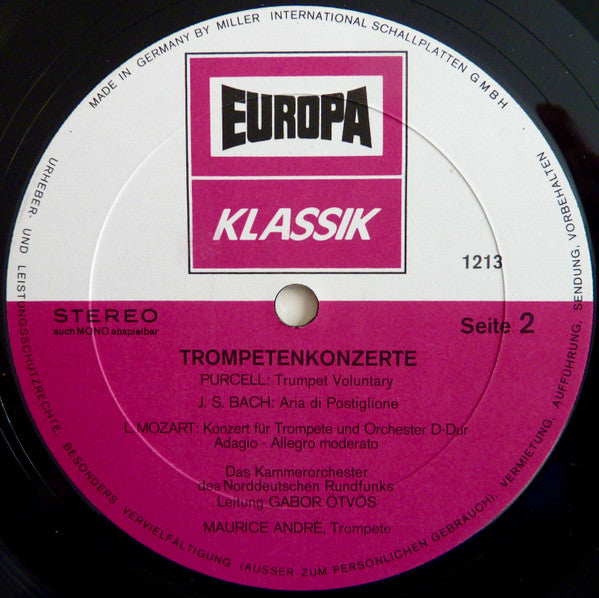 Maurice André - Kammerorchester Des Norddeutschen Rundfunks, Gabor Ötvös : Trompetenkonzerte (LP)