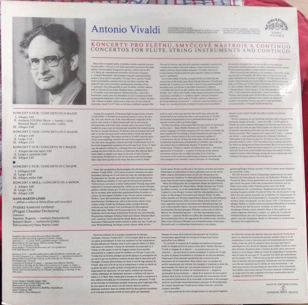 Antonio Vivaldi - Hans-Martin Linde, Prague Chamber Orchestra : Flute Recorder Concertos (LP)