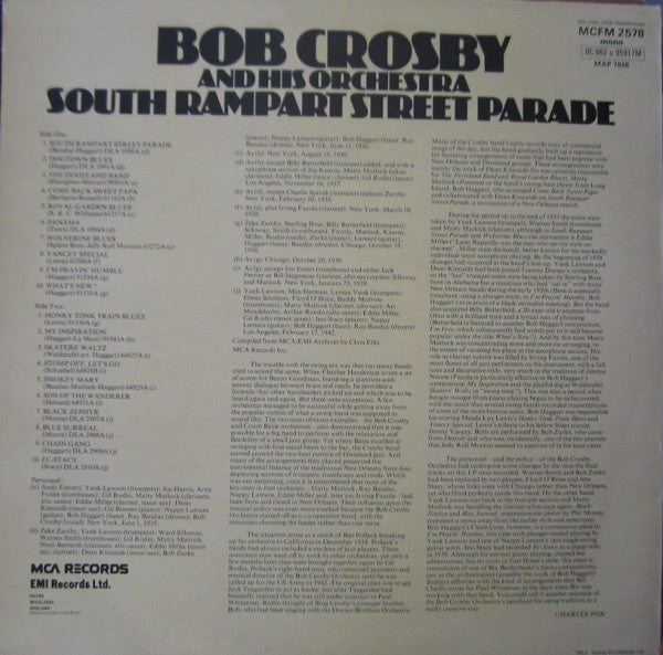 Bob Crosby And His Orchestra : South Rampart Street Parade (LP, Comp, Mono)