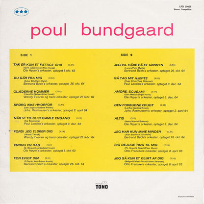 Poul Bundgaard : Poul Bundgaard (LP, Album, Mono)