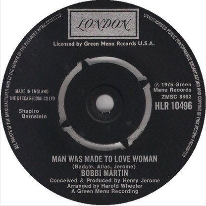 Bobbi Martin : Man Was Made To Love Woman (7")