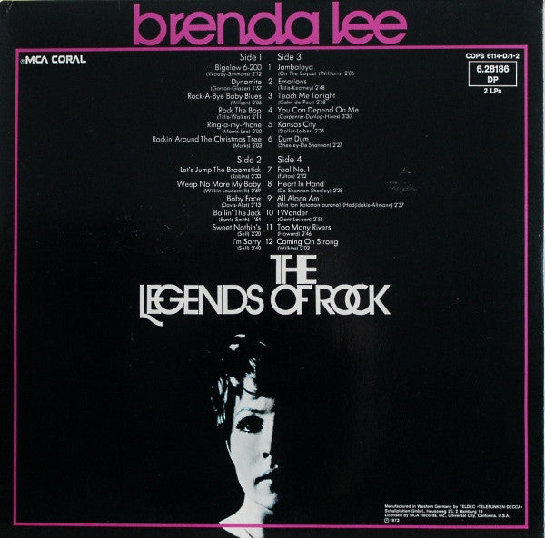 Brenda Lee : The Legends Of Rock (2xLP, Comp, RE, Gat)