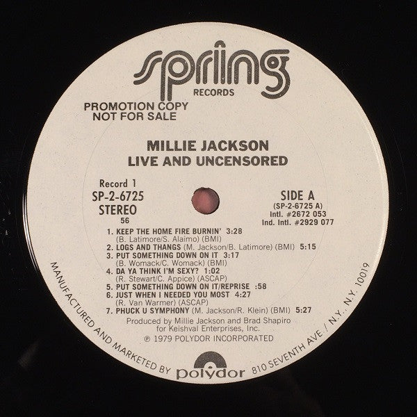 Millie Jackson : Live And Uncensored (2xLP, Promo, Gat)