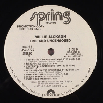 Millie Jackson : Live And Uncensored (2xLP, Promo, Gat)