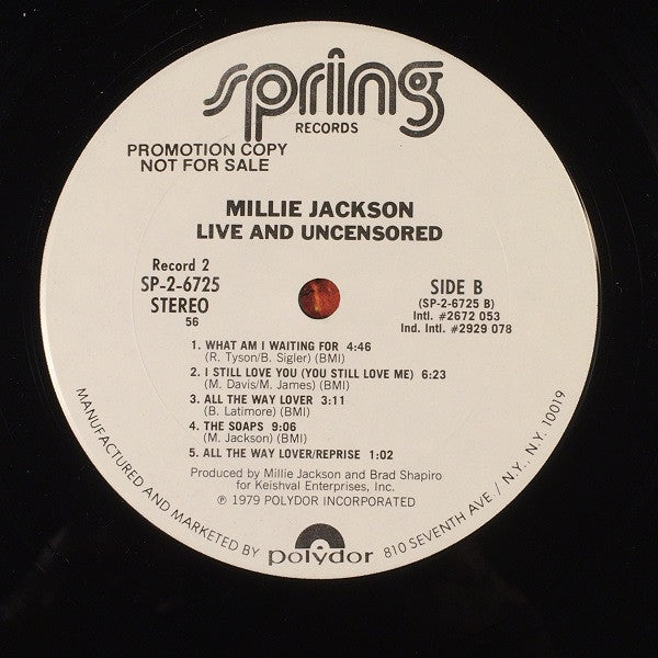 Millie Jackson : Live And Uncensored (2xLP, Promo, Gat)