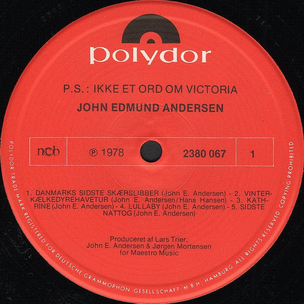 John Edmund Andersen : P.S.: Ikke Et Ord Om Viktoria ! (LP, Album)