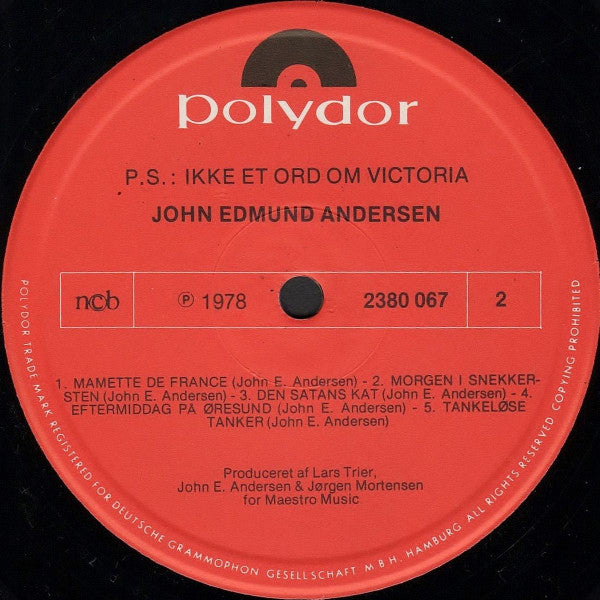 John Edmund Andersen : P.S.: Ikke Et Ord Om Viktoria ! (LP, Album)