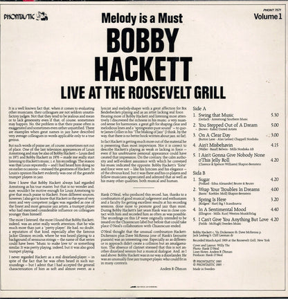 Bobby Hackett : Melody Is A Must (Live At The Roosevelt Grill) Volume 1 (LP, Album)