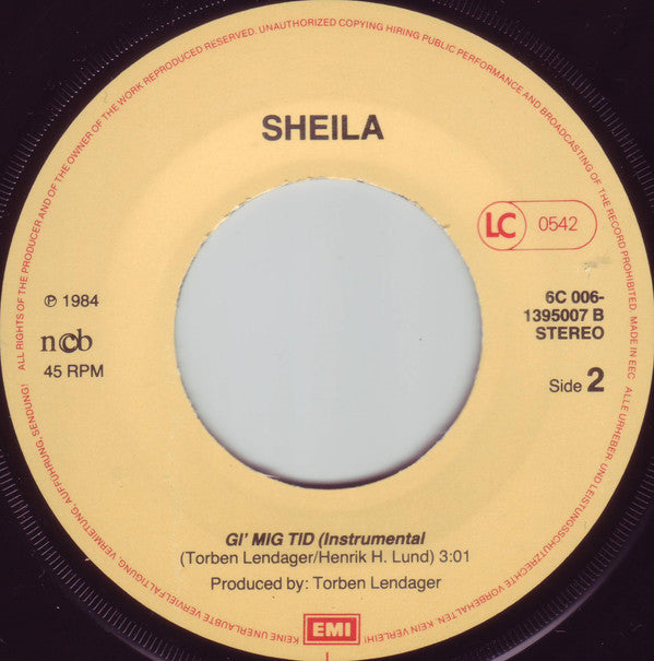 Sheila (6) : Gi' Mig Tid (7", Single)