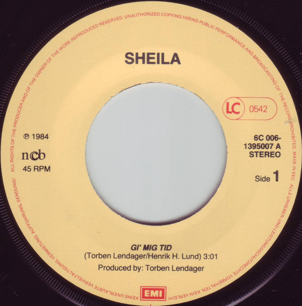 Sheila (6) : Gi' Mig Tid (7", Single)