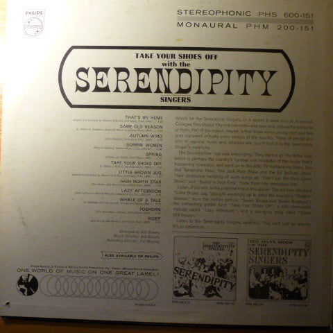 The Serendipity Singers : Take Your Shoes Off With The Serendipity Singers (LP, Album, Mono)