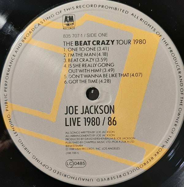 Joe Jackson : Live 1980/86 (2xLP, Album)