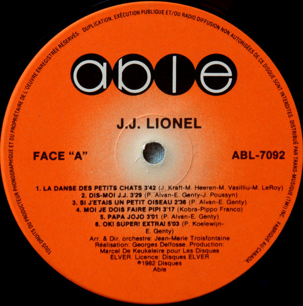 J.J. Lionel : La Danse Des Canards - La Danse Des Petits Chats Et Autres (LP, Album)