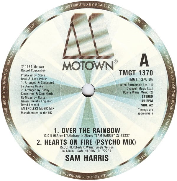 Sam Harris (2) : Hearts On Fire / Over The Rainbow (12")