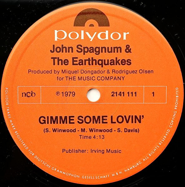 John Spagnum & The Earthquakes : Gimme Some Lovin' (12")