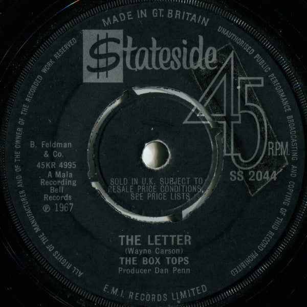 Box Tops : The Letter (7", Single, 4 P)