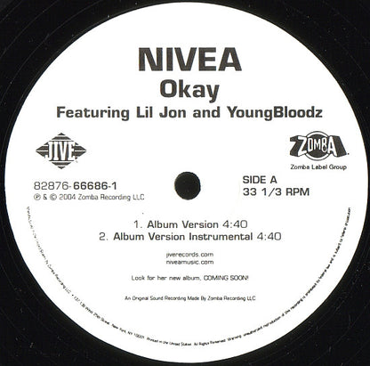 Nivea Featuring Lil' Jon And YoungBloodZ : Okay (12")