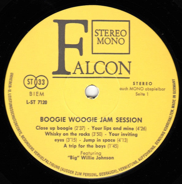 "Big" Willie Johnson : Boogie Woogie (Jam Session featuring "Big" Willie Johnson) (LP, Album)