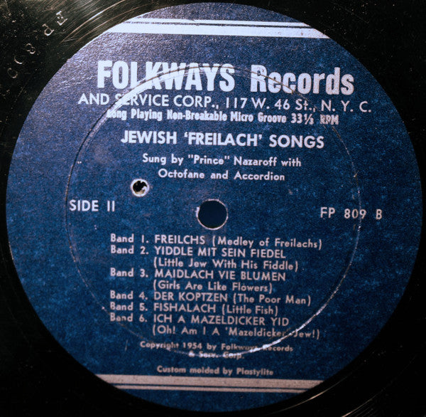 Nathan "Prince" Nazaroff : Jewish 'Freilach' Songs (10", Pla)