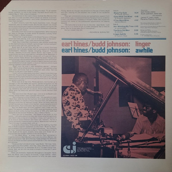 Earl Hines / Budd Johnson : Linger Awhile (LP, Album, RE)