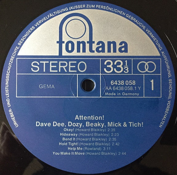 Dave Dee, Dozy, Beaky, Mick & Tich : Attention! Dave Dee, Dozy, Beaky, Mick & Tich (LP, Comp)