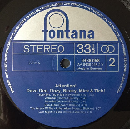 Dave Dee, Dozy, Beaky, Mick & Tich : Attention! Dave Dee, Dozy, Beaky, Mick & Tich (LP, Comp)