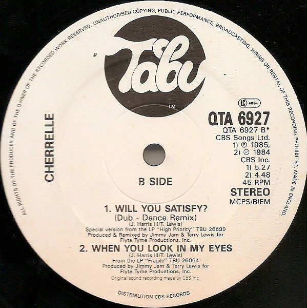 Cherrelle : Will You Satisfy? (Remix) (12")