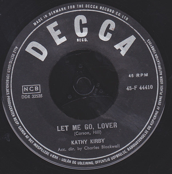 Kathy Kirby : Let Me Go, Lover (7", Single)