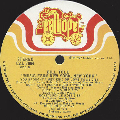 Bill Tole : Music From New York, New York (LP, Album)