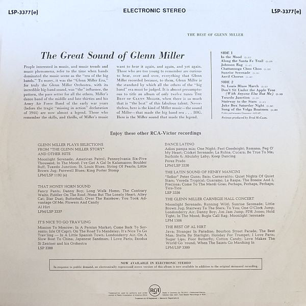 Glenn Miller : The Best Of Glenn Miller (LP, Comp)