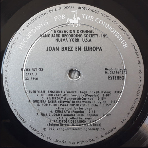 Joan Baez : Joan Baez En Europa (LP, Album)