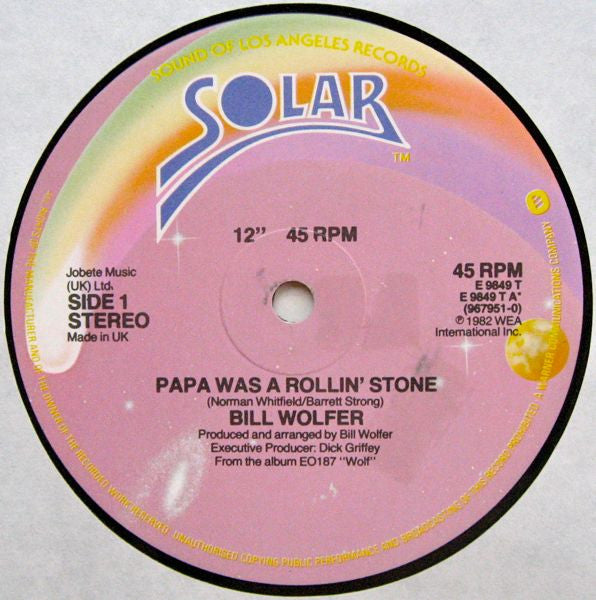 Bill Wolfer : Papa Was A Rollin' Stone / Window On A Dream (12", Single)