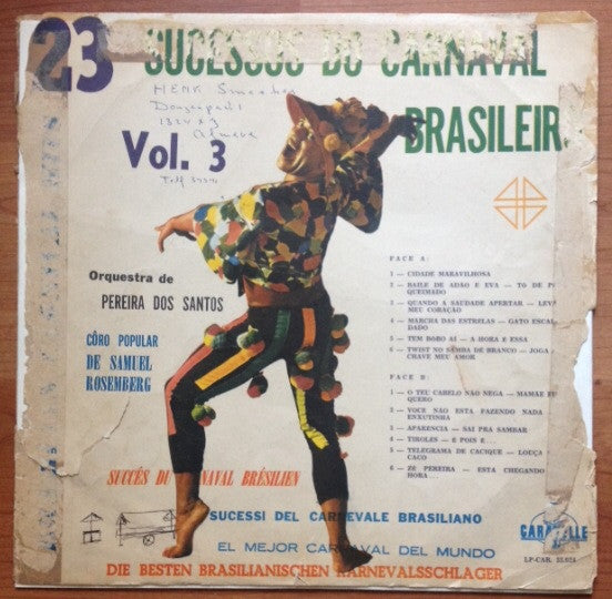 Orquestra De Pereira Dos Santos E Coro Popular De Samuel Rosemberg : 23 Sucessos Do Carnaval Brasileiro Vol. 3 (LP)