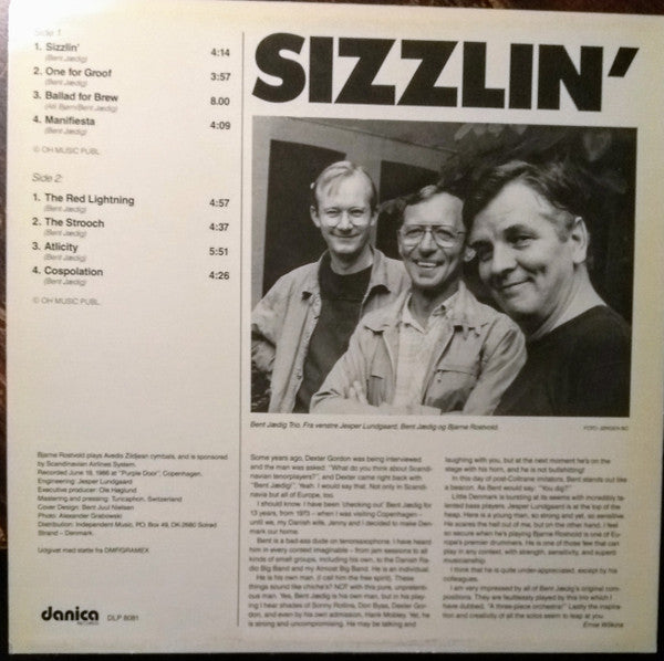 Bent Jædig Trio : Sizzlin (LP)