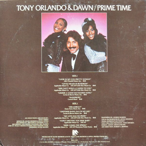 Tony Orlando & Dawn : Prime Time (LP, Album, Mon)