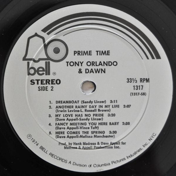 Tony Orlando & Dawn : Prime Time (LP, Album, Mon)