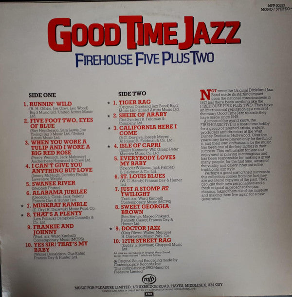 Firehouse Five Plus Two : Good Time Jazz (LP, Comp)