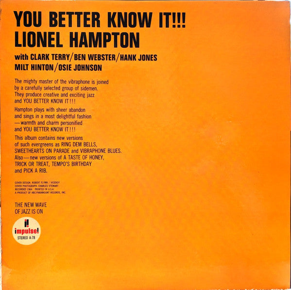 Lionel Hampton : You Better Know It!!! (LP, Album, RE, Gat)