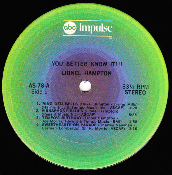 Lionel Hampton : You Better Know It!!! (LP, Album, RE, Gat)