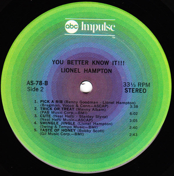 Lionel Hampton : You Better Know It!!! (LP, Album, RE, Gat)