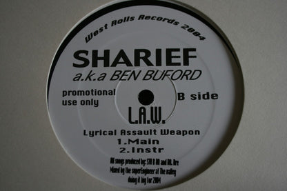 Sharief a.k.a. Ben Buford : Welcome to the Aftermath b/w L.A.W. (12", Promo)