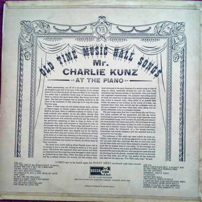 Charlie Kunz : Old Time Music Hall Songs (LP, Comp, Mono)